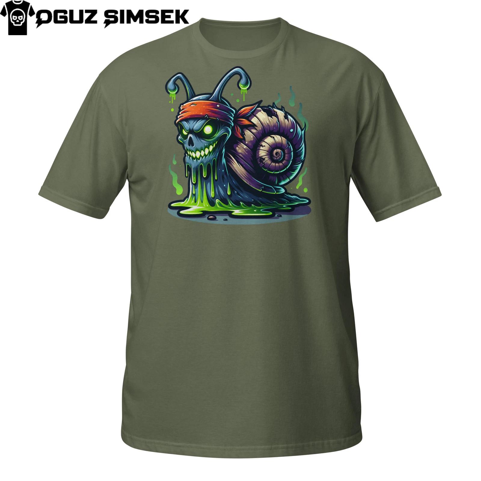 Zombie Snail T-Shirt Mens Womens Tees Top | Slime Skull Shell Crawler | Creepy Horror Tee L