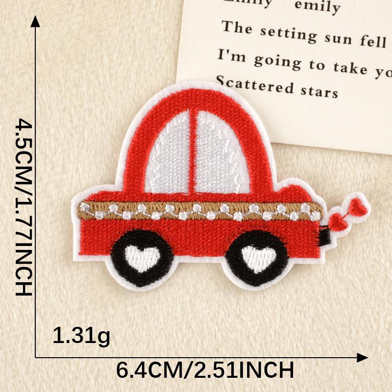 Cartoon Car Bear Embroidery Patch - Self-Adhesive Fabric Label for Clothing Accessories