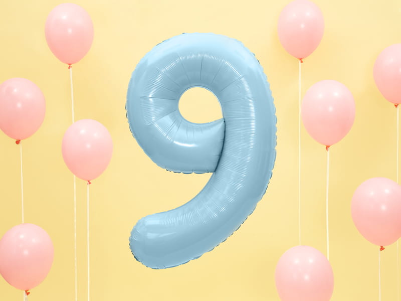 Balon Foliowy Cyfra "9" Błękitny 86 Cm
