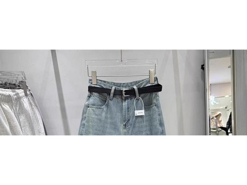 Women's 145 Loose Wide-Leg High-Waist Straight Jeans for 2026 Spring/Summer - Short Length Boyfriend Style