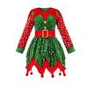 Girl Elf Costume Christmas Holiday Cosplay Dress With Accessories For Kids
