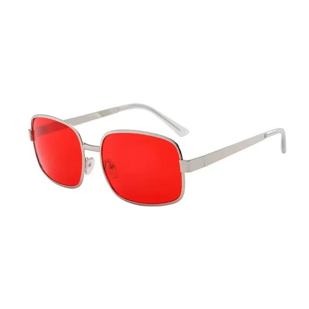 Large-Framed Sun Protection Glasses Retro Square Frame Sunglasses Metal Sunglasses  Street Style Style A