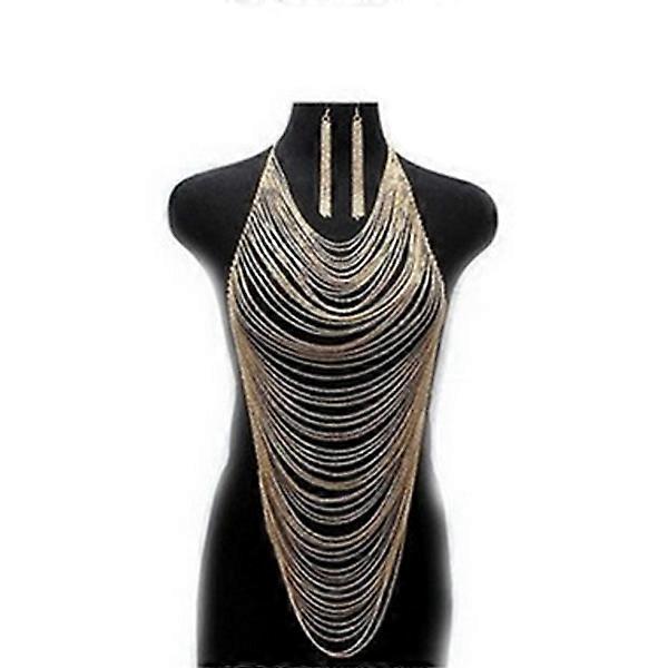 Fashion Women Alloy Body Chain Long Necklace Chokers Punk Sexy Statement Jewelry