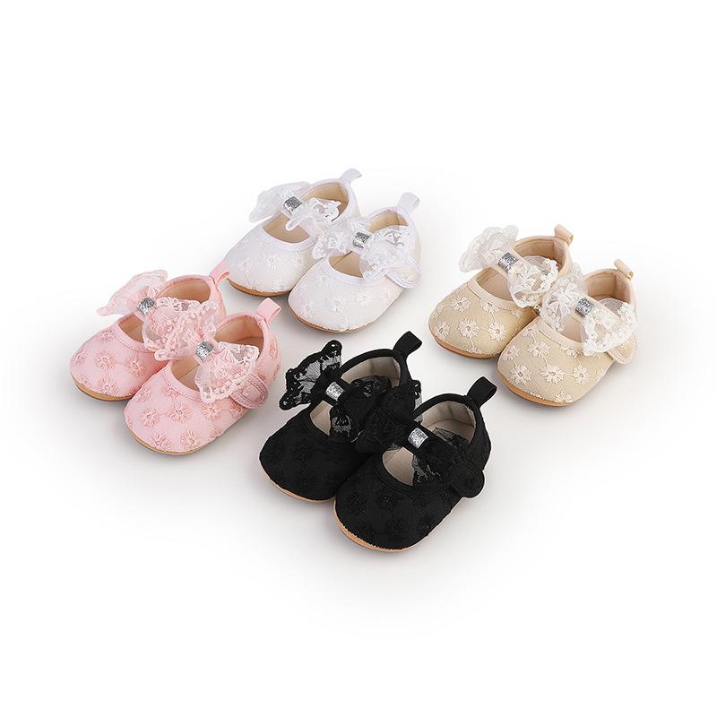 Solid Color Lace Baby Princess Shoes for 0-12 Months - Spring & Autumn Walking Shoes