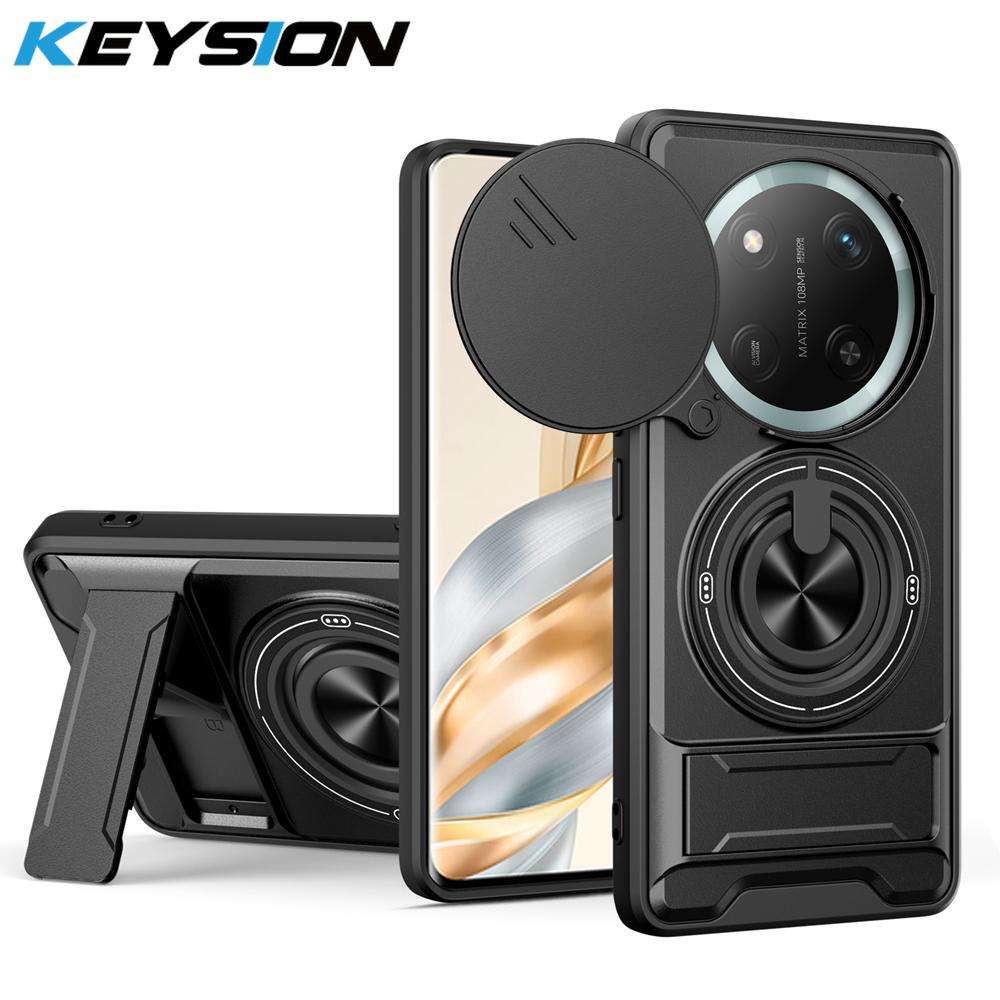KEYSION Magnetic Phone Case for Honor X9c 5G Slide Camera Protection Upright Kickstand Shockproof Back Cover for Magic 7 Lite 5G