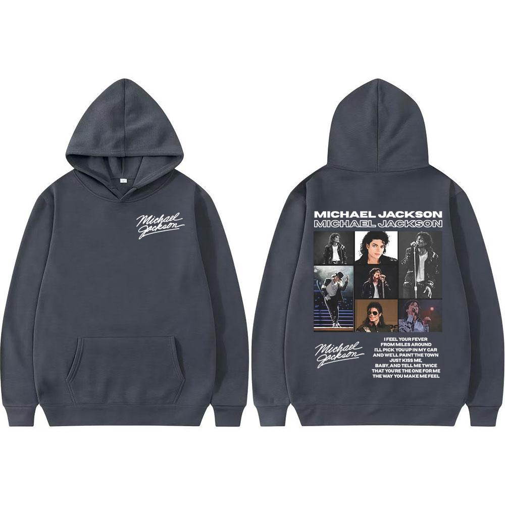 Re del Pop Michael Jackson Felpe con Cappuccio Retro da Tour Abbigliamento da Uomo Felpe con Cappuccio Pullover Stile Hip Hop Harajuku