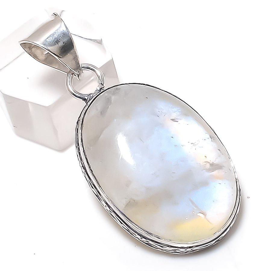 Moonstone Gemstone 925 Sterling Silver Jewelry Pendant 1.85"