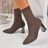 Fashion Aphixta Beige Cotton Fabric Women Ankle Boots 5cm High Heels Modern Boots Big Size42 Shoes Woman Boats Botines Para Mujeres