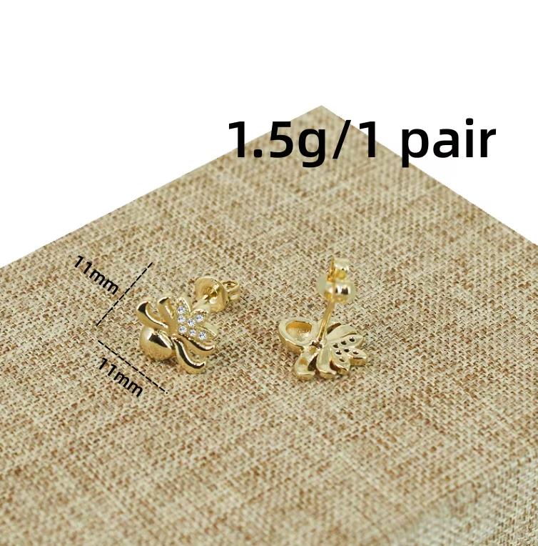 Cheap Brass Plated 14K Inlaid Zircon Earrings Fashion Flower Earrings 1 Flower earring золотой