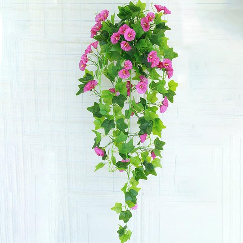 1 db művirág szimuláció rattan hamis növényi falra akasztható Morning Glory virág esküvői dekoráció
