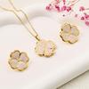 Vintage Retro Enamel Butterfly Stud Earrings & Necklace - French Court Style