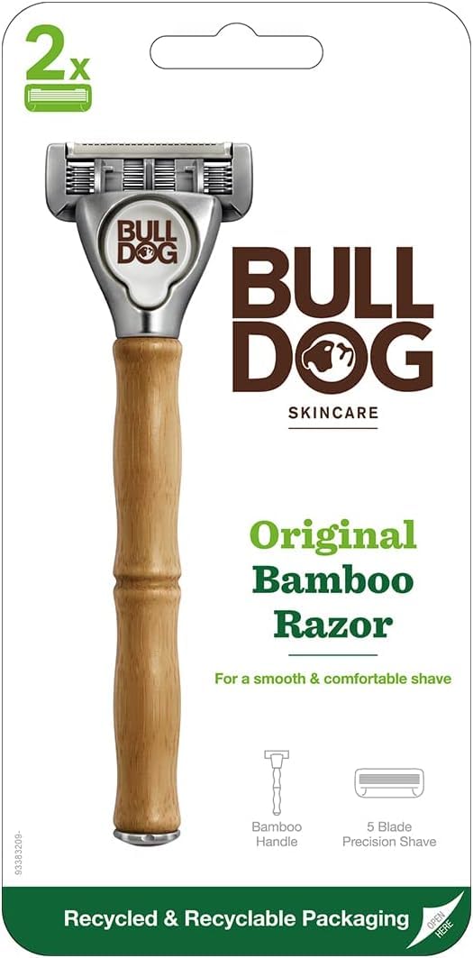 

Оригинальный бамбуковый держатель Bulldog с 2 сменными лезвиями для мужской бритвы с 5 лезвиями
