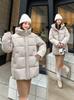 Women's Long Winter Hooded Puffer Jacket - Thick, Loose, Korean Style Cotton Outerwear