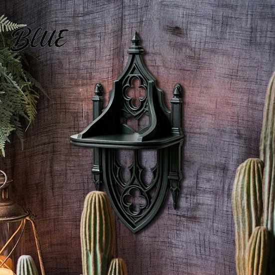 Gothic Wall Shelf Shelf, Vintage Floating for Bedroom And Living Room, Matte Black Mounted Display Rack Decorative Wall-Mounted with Exquisite Hollow
