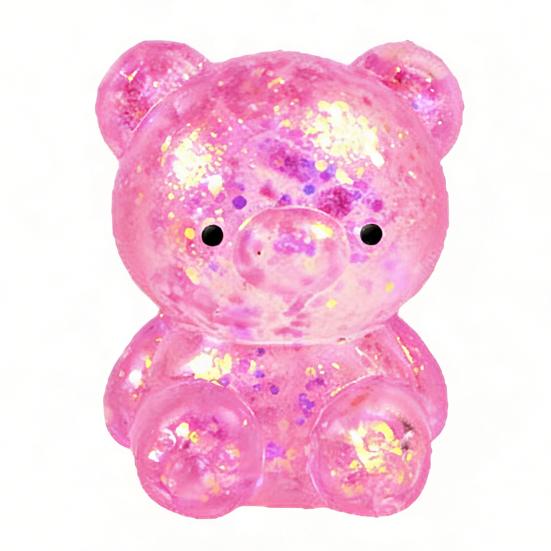 Klarer Bär Quetschspielzeug Stressabbau Glitzerbär Stresszuckerball Sensorisches Spielzeug Weich Langsam aufsteigend Dekompression Fidget Spielzeug