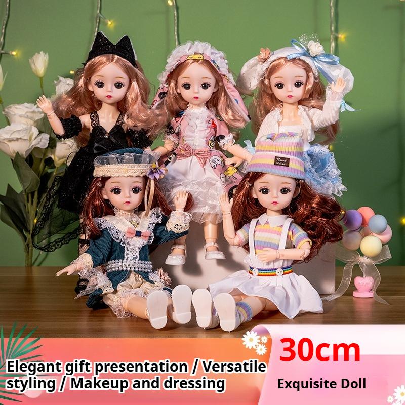 30cm Doll Princess Set 23 Joints 3D Real Eyes Doll Girls Boutique Accessories Toys