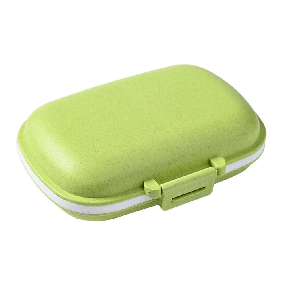 Travel Mini Pill Box Portable 8 Grids Pills Organizer Case Wheat Sealed Weekly Medicine Medicine Organizer Pills