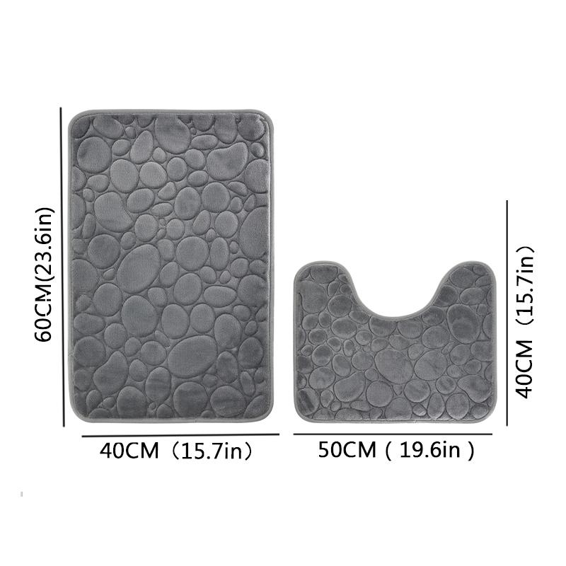 

Вышитый бархатный коврик цвета коралловой гальки, ковер для ванной комнаты, впитывающий коврик для ног в форме буквы U для ванной комнаты, дверной коврик, комплект из двух предметов two-piece set светло-серый