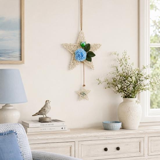 Rattan Hanging Ornaments, Five-pointed Star Shape Hangings, Handcrafted Durable Wear-resistant Home Decoration for Family Friends