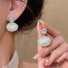 Silver Needle Rhinestone Pearl Round Stud Earrings - Retro, Fashionable, Elegant, Light Luxury, Minimalist Ear Jewelry