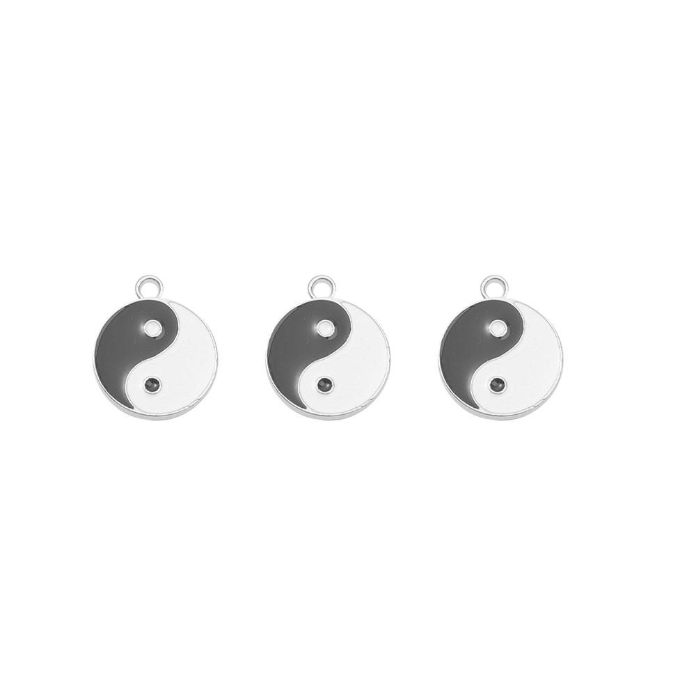 3/9/18pcs Black/White Yin Yang Alloy Enamel Tai Chi Yin Yang Bagua Pendant Craft Accessories DIY Necklace Bracelet Jewelry Making Discovery