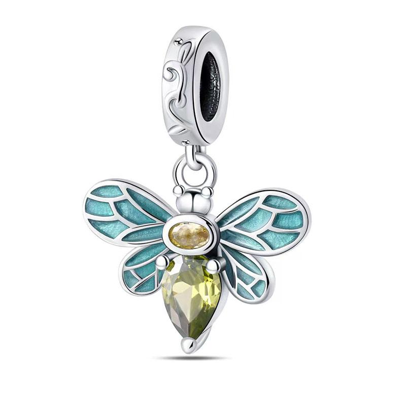 Newcopper Bead Charm Spring Series Sparkling Butterfly Dangle Charm Diy Fit Original Pand Bracelet Women Jewelry Gift
