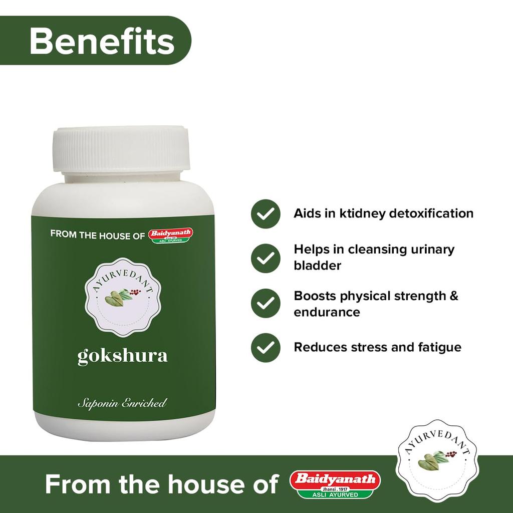 Baidyanath Gokshura Tribulus Terrestris Caplets For Energy, Stamina, Strength And Vitality Support – 60 Caplets Herbal Supplement