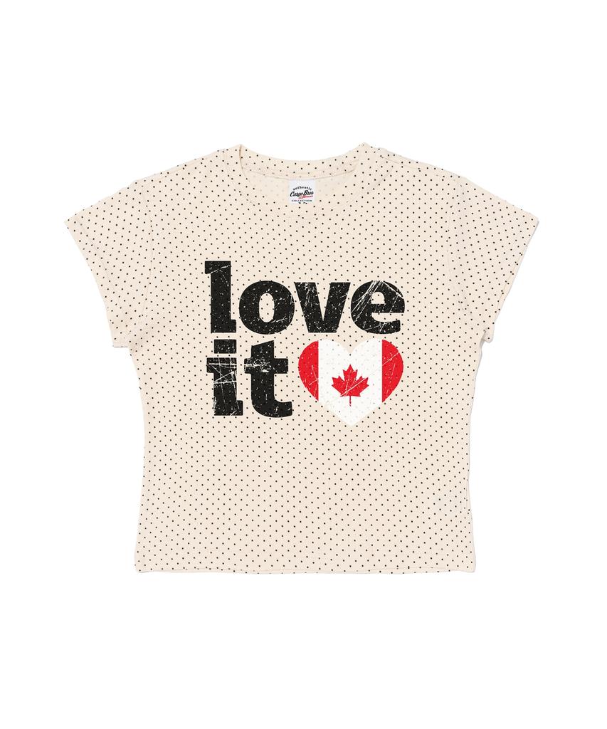 CARGOBROS FOR WOMAN Vintage Heart Canada Flag Short Sleeve Tee (Ivory)