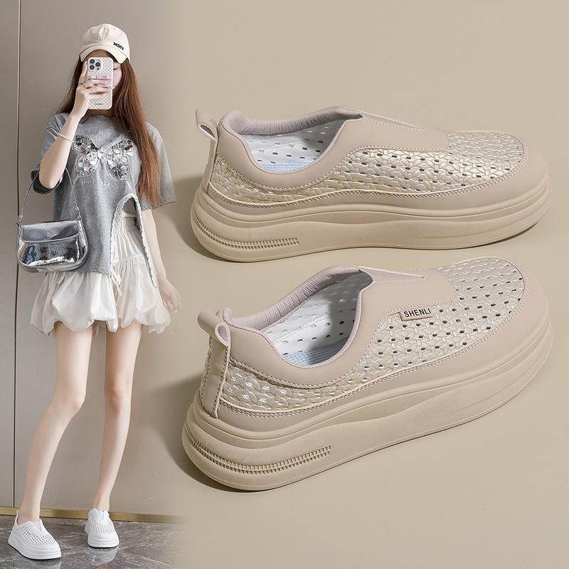 Women's Summer Platform Mesh Sneakers Cutout Sports Shoes Workout Gym Running Shoes Breathable Slip-On Walking Shoes Casual Tennis Sneakers for Women
