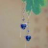 Blue crystal love earrings women's light luxury high-end long face thin earrings temperament versatile earrings