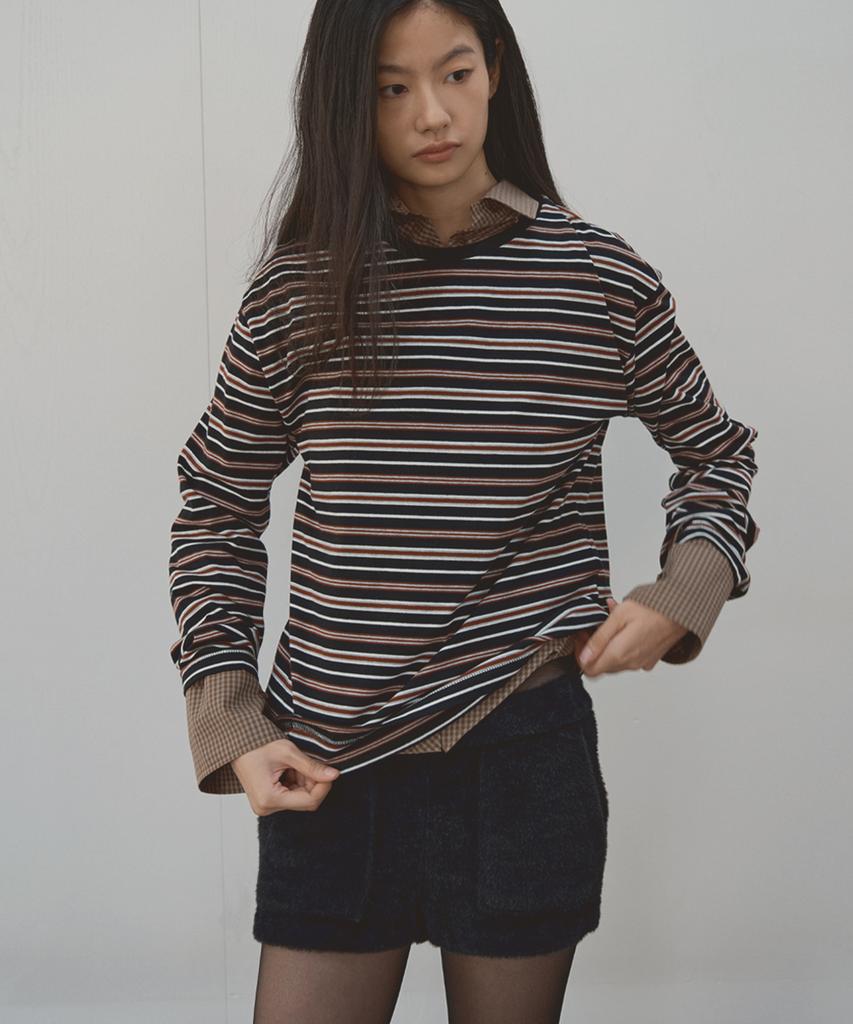 SIGREAT Multi Stripe Oversized T-Shirt_Black