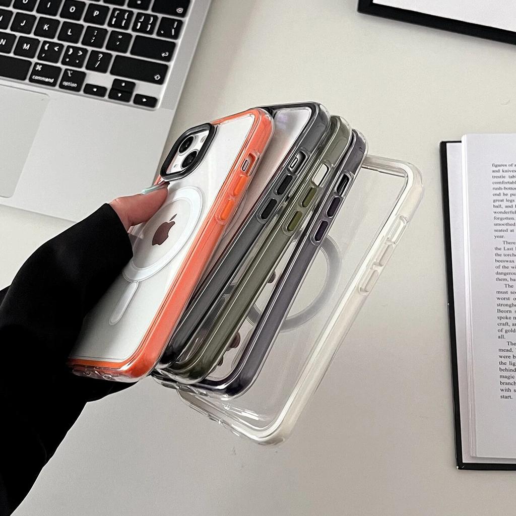 Luxusní průhledné akrylové magnetické zadní kryty pro iPhone 15 14 13 12 11 Pro Max Nárazuvzdorné barevné rámečky Magsafe Pouzdra na telefony Nové