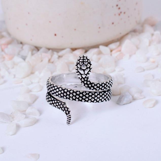 Adjustable Silver Cobra Snake Ring | Serpent Wrap Statement Ring | Gothic Bohemian Brass Jewelry | Unique Animal Gift