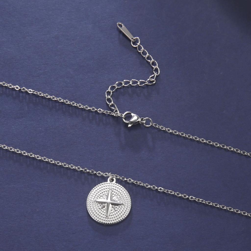 Cazador North Star Pendant Necklace for Women Gold Color Coin Stainless Steel Choker Chain Necklace Jewelry Mother Day Gift New