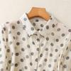 2025 lato nowa odzież damska wysokiej klasy kropki bawełna i len drukowana koszula z krótkim rękawem z klapami kardigan top damski