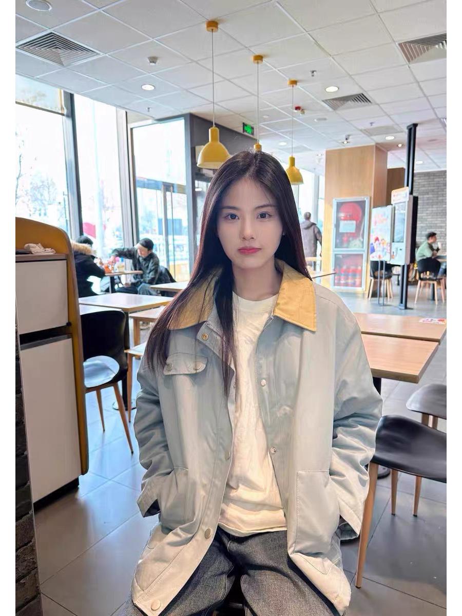 

Women s Petite Spring/Autumn Jacket: New Trendy American Style with Lining Large синій