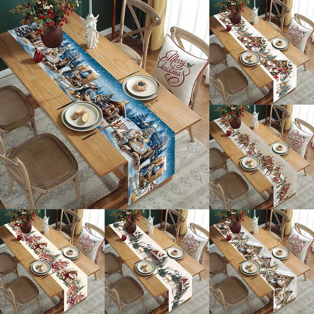 Christmas Nativity Table Runner Christmas Decorations For Home 2026 Navidad Natal Xmas Table Decor Gifts New Year Tablecloth