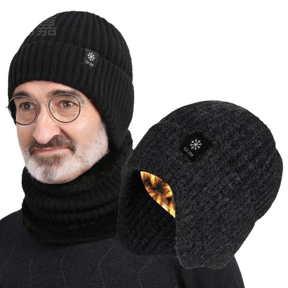 Neck Warm Hat Scarf Set Thick Ear Protection Hat Casual Knitted Beanie Hat  Winter