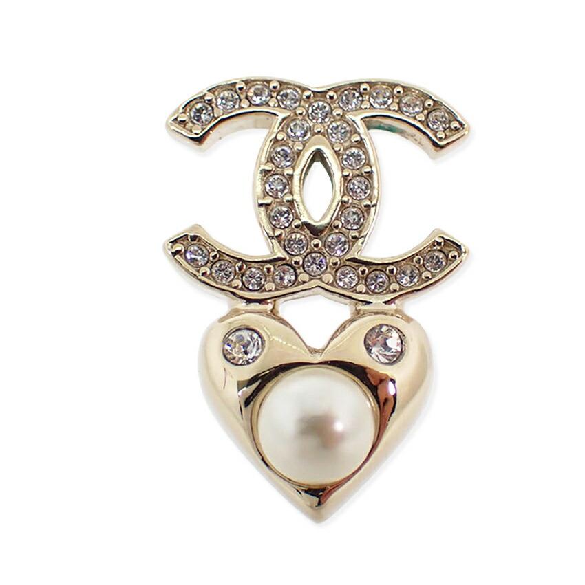 

[Pre-owned] CHANEL Coco Mark Faux Pearl Rhinestone Earrings (One Side) / j39-1