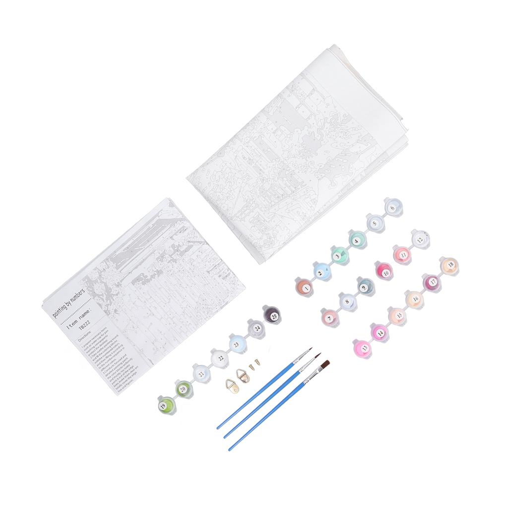 Paint By Numbers 15.7x19.7in Acrylic Paint Pre Printed Canvas Simple Stpes Pressure Relief Number