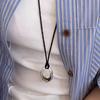 Fashion Silver Gold Bead Black Cord Necklace Unisex Geometric Pendant Minimalist Long Chain for Women Men Layering Jewelry
