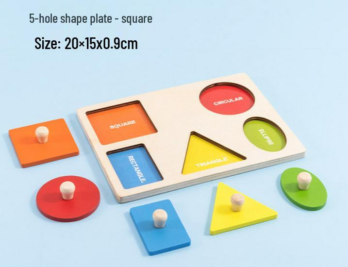 Montessori Geometric Shape Recognition Board - Wooden Toys for Early Education and Kindergarten