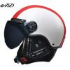 AD Retro Motorcycle Helmets with Harley Visor Leather Helmet for Man Electric Motorbike Vintage Protected Motor Safety Cap