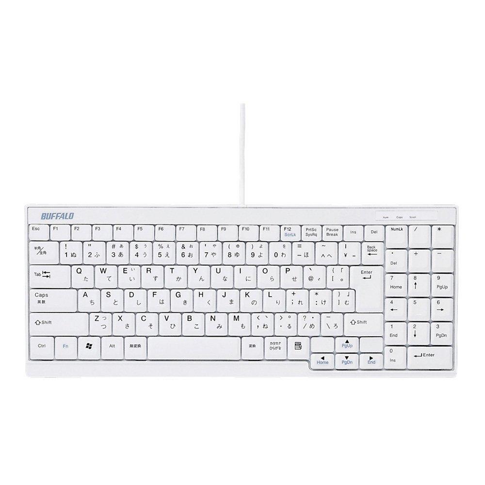 Buffalo BUFFALO USB Wired Slim BSKBU14WH Keyboard, White,