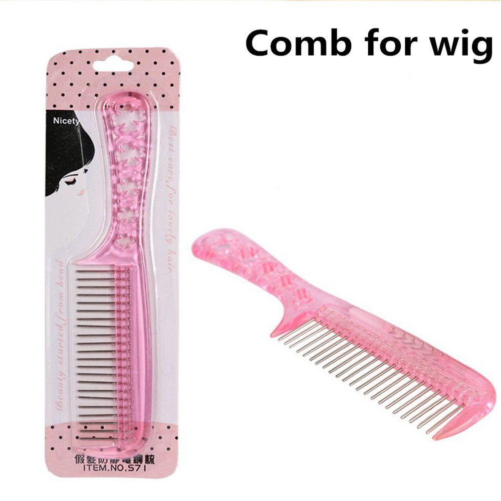 

Anti-static New Handle Beauty Women Anti-static Steel Tooth Wig Tool Styling Comb рожевий