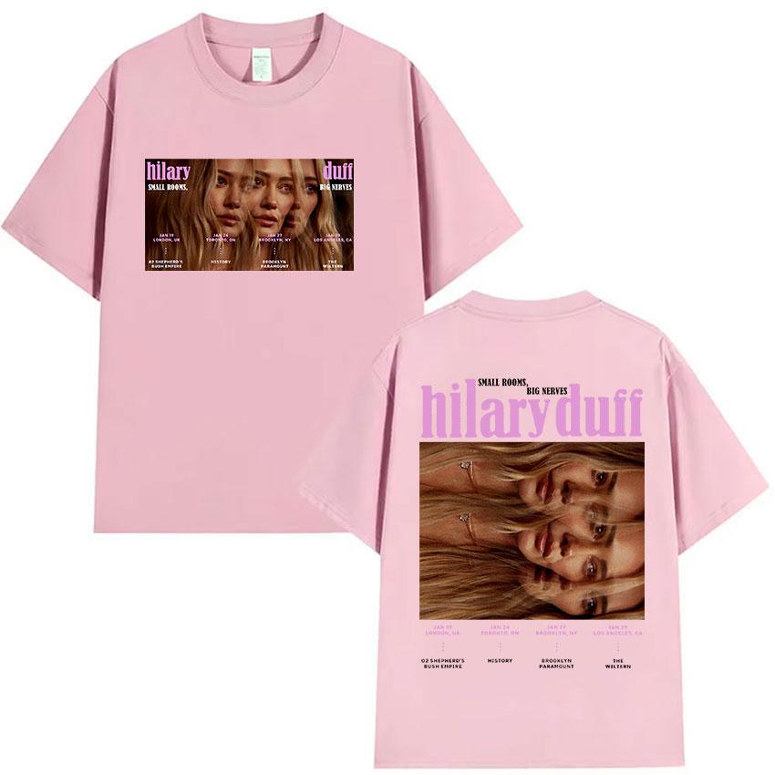 Hilary Duff SMALL ROOMS BIG NERVES Tour 2026 Grafisk T-shirt Unisex Dam Sommar Estetisk Vintage Mode Överdimensionerad Bomulls-T-shirt