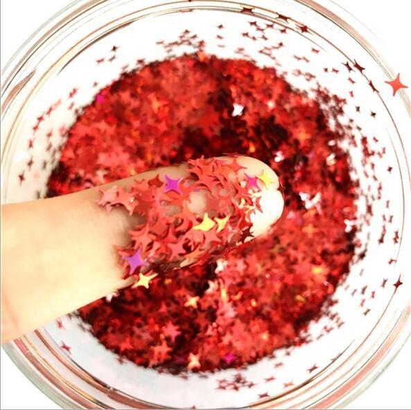 Colorful Non-toxic PET Holographic Glitter Powder Star Shape Bulk for Christmas Craft Creativity