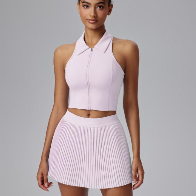 Womens Tennis Set Slim Fit Stretch Quick Dry Tank Top Skirt Anti-Slip Running Yoga Sportswear