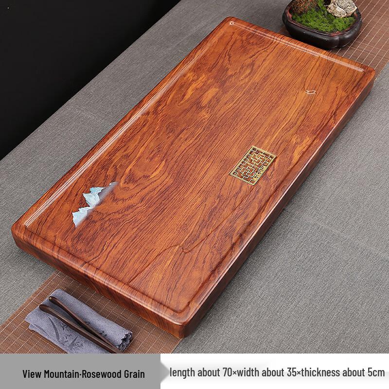 Hand-Carved Ebony Wood Drainage Tea Tray