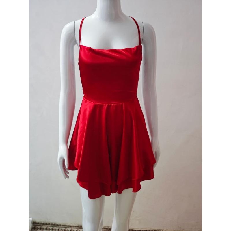 Sexy Slim Fit a Zeštíhlující Bez zad Jednobarevné Dámské Šaty na Ramínka